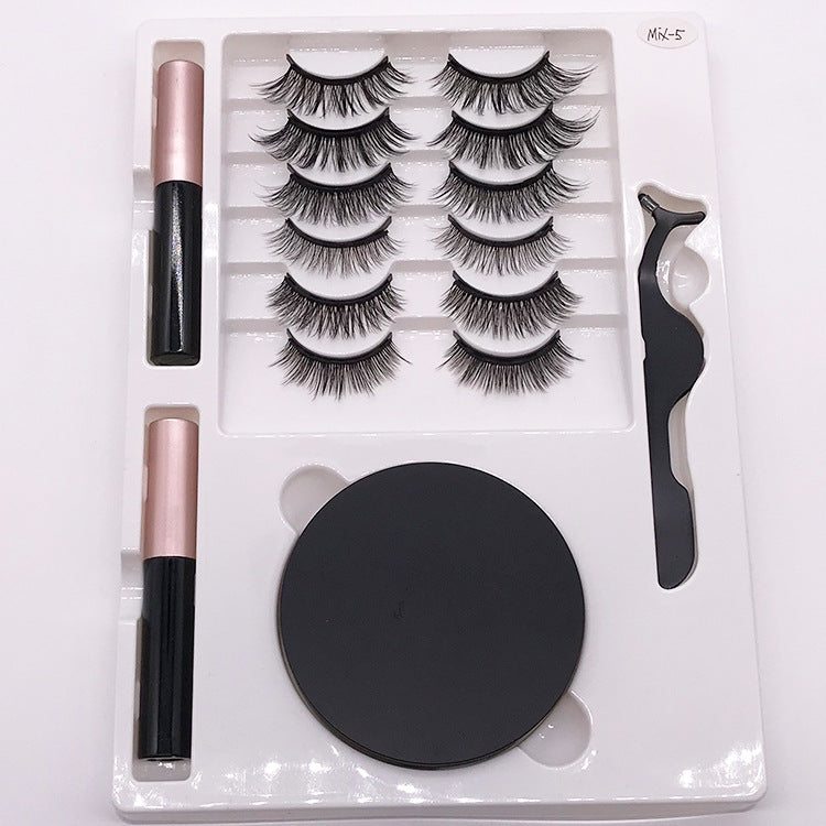 Eight Pairs Of Magnet False Eyelashes With Round Box Mirror Magnetic