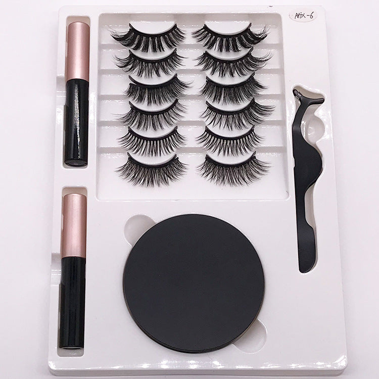 Eight Pairs Of Magnet False Eyelashes With Round Box Mirror Magnetic